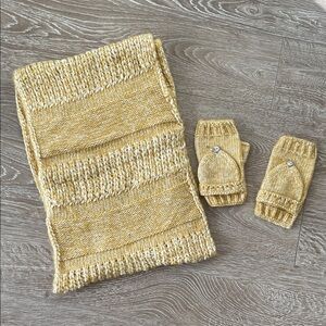 Universal Thread Yellow Scarf and Mittens Set